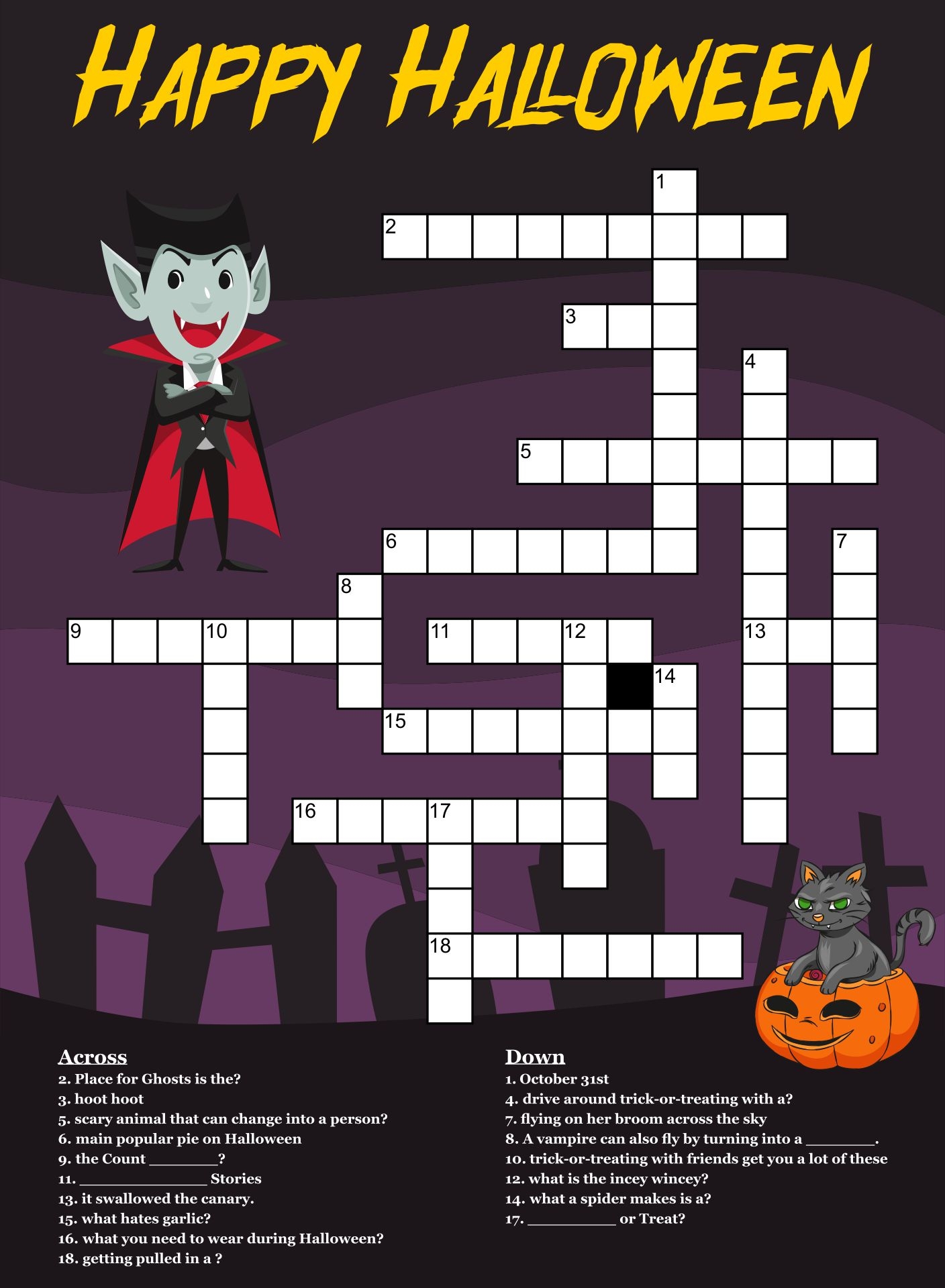Halloween Crossword Puzzles 15 Free PDF Printables Printablee