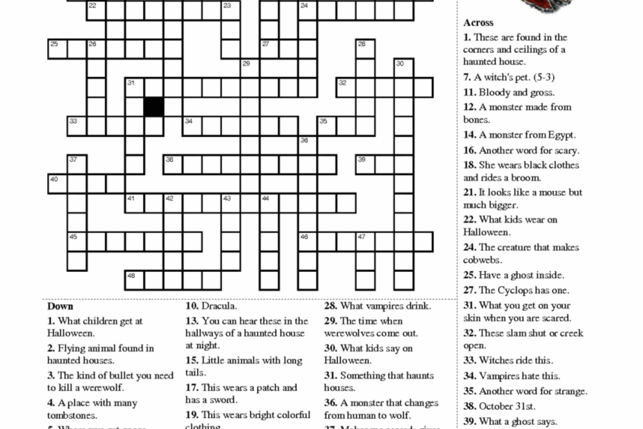Halloween Crossword Puzzles For Adults Printable Printable Crossword