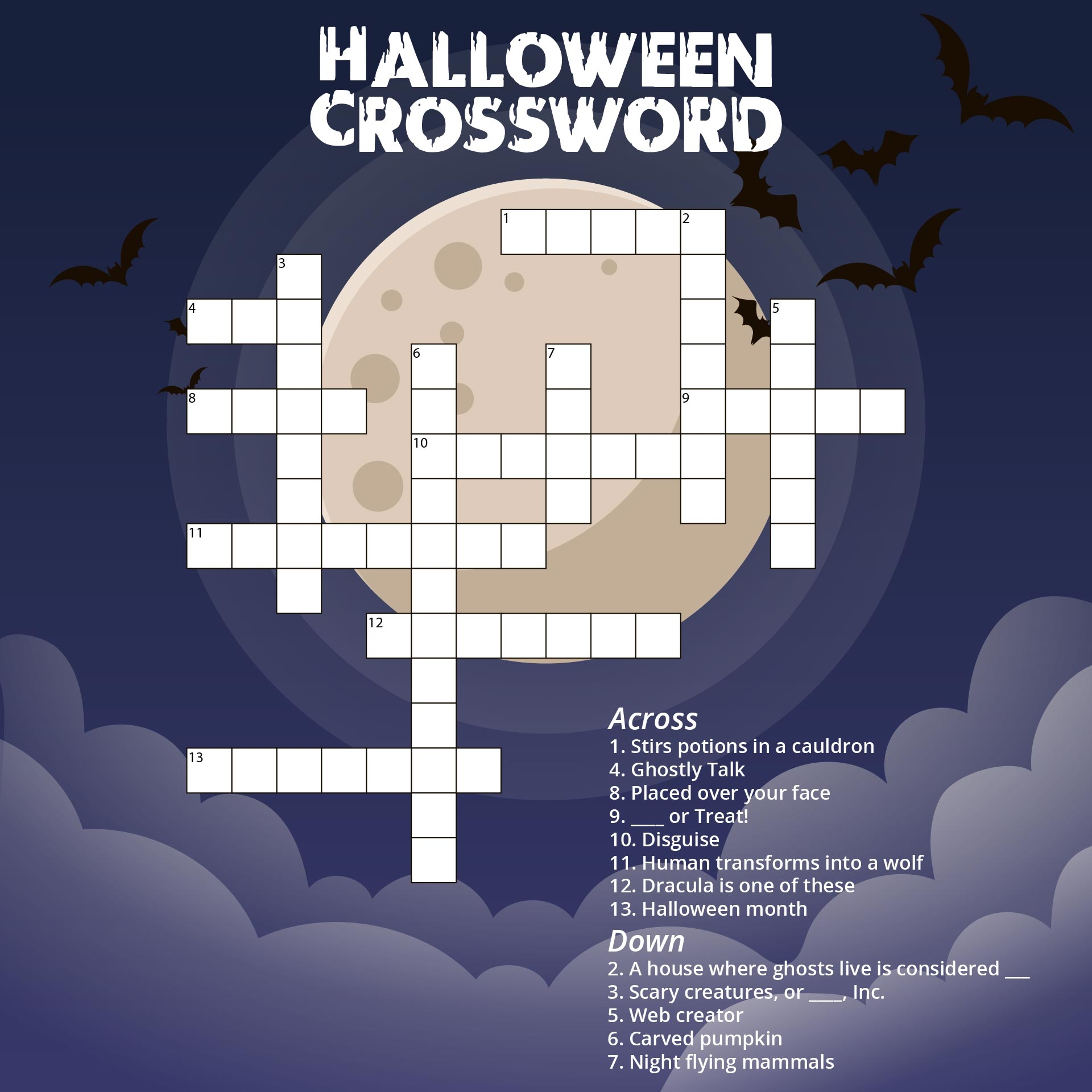 Halloween Printable Crossword Puzzles