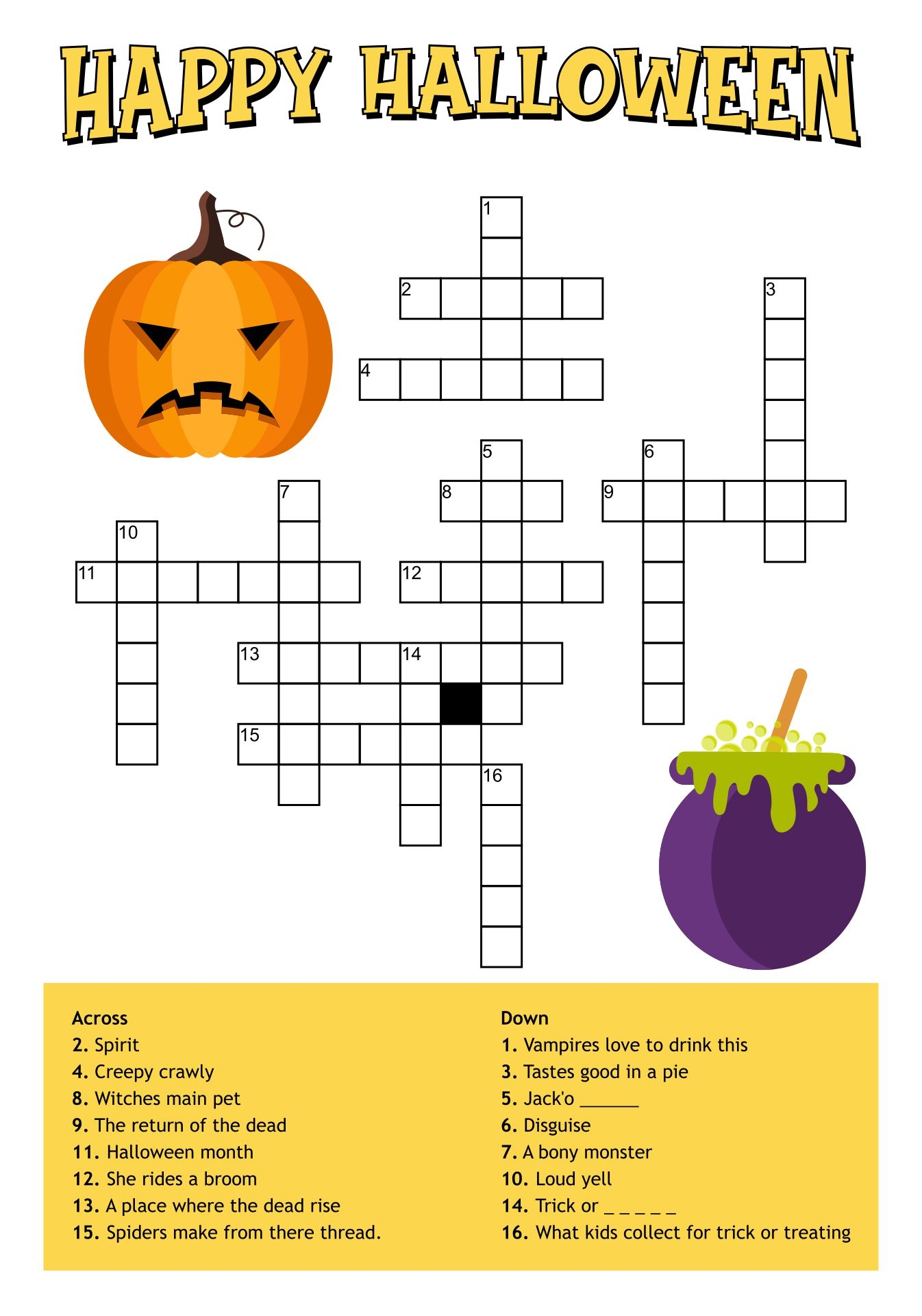 Halloween Printable Crossword Puzzles Free Printable Templates