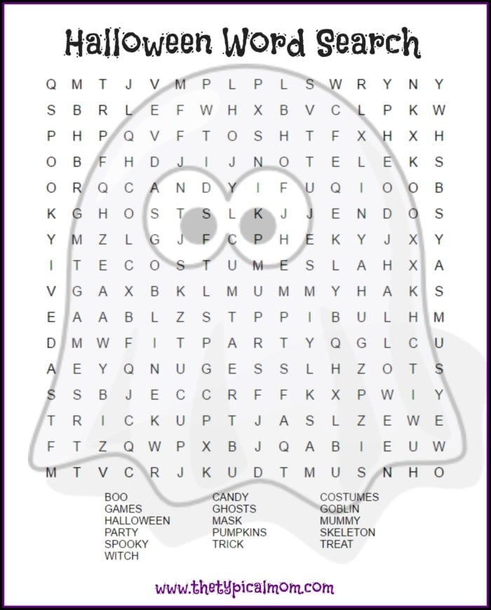 Halloween Word Search Printable The Typical Mom