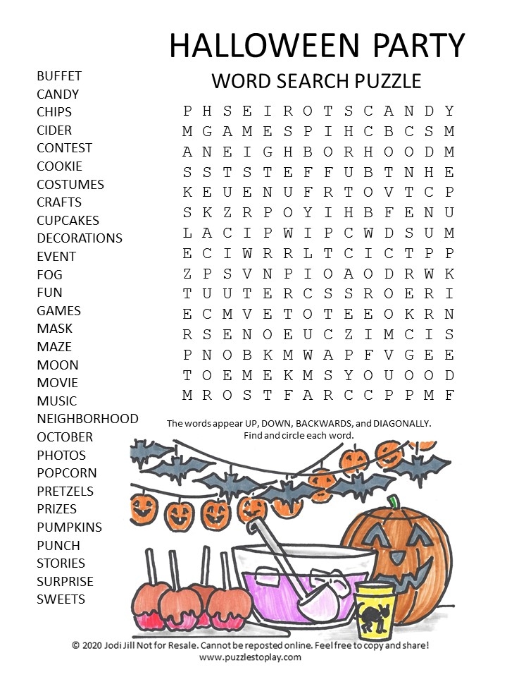 Halloween Word Search Puzzles Puzzles To Play
