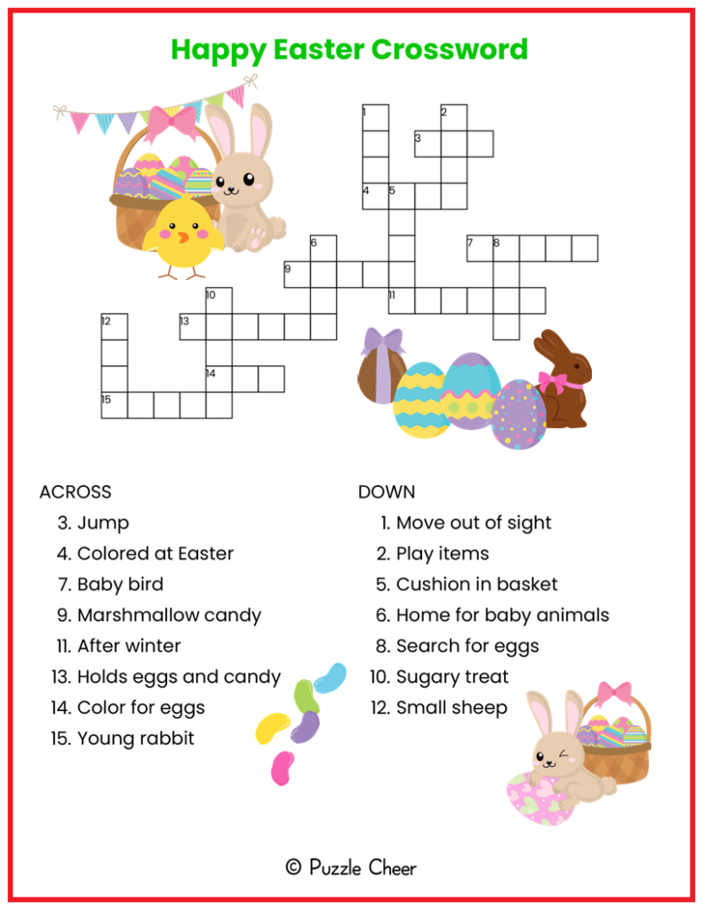 Happy Easter Crossword Puzzle Easy Puzzle Cheer