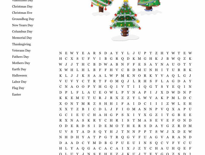 Happy Holidays Word Search Printable Word Search Maker