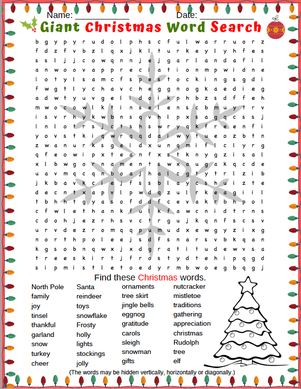 Holiday Printable Word Searches Dev onallcylinders