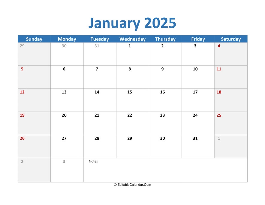 January 2025 Calendar Pdf Printable Free Word Unbelievable March 2025 