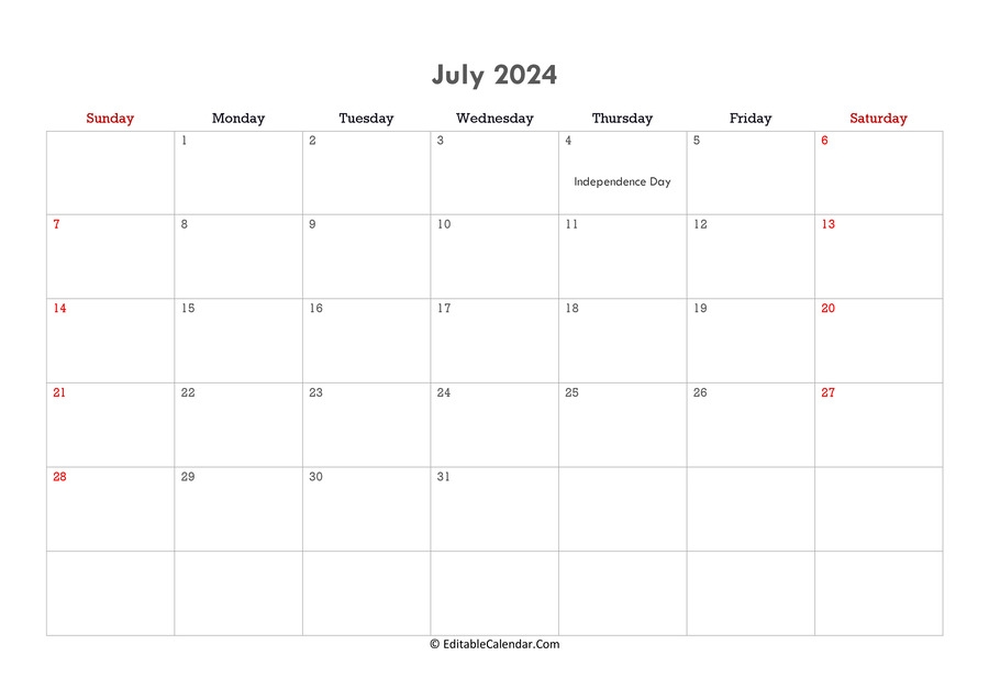 July 2025 Printable Calendar Word Template Lucas Carmel