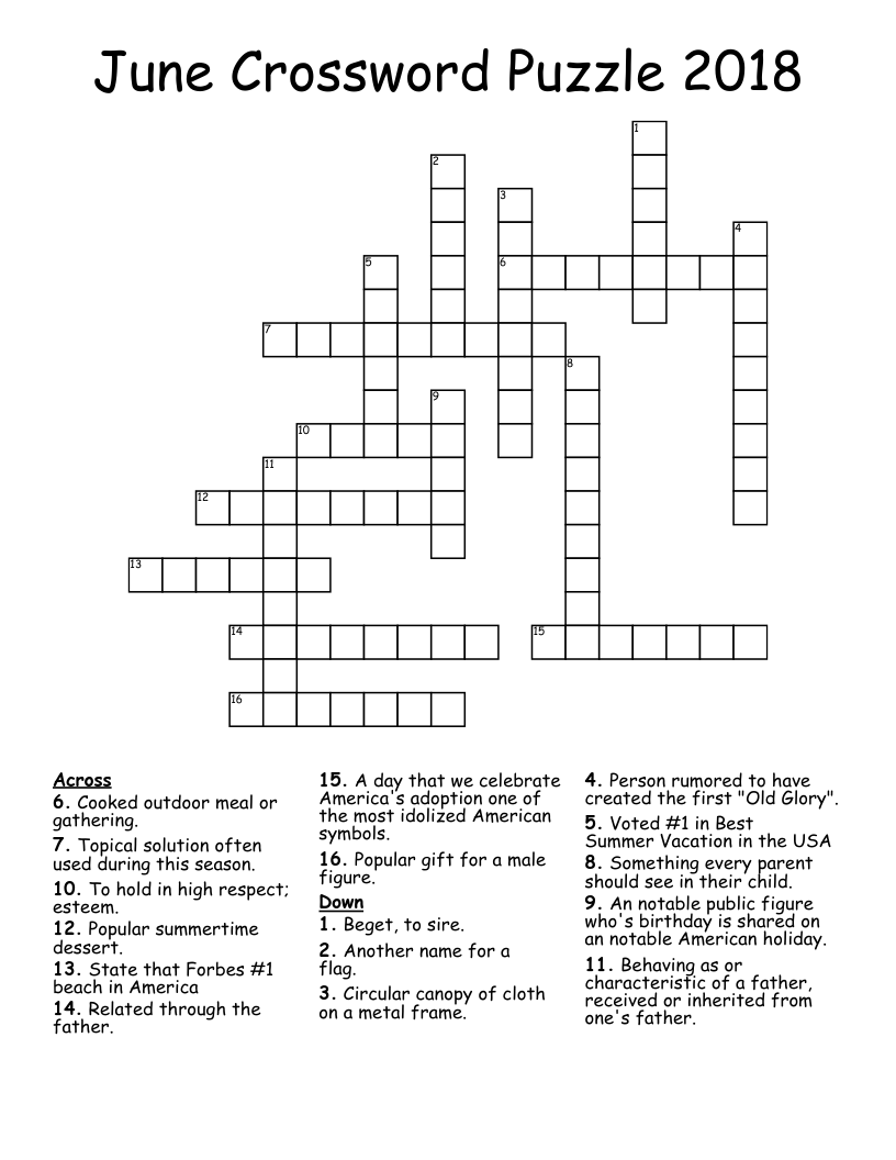June Crossword Puzzle Printable Vrogue co