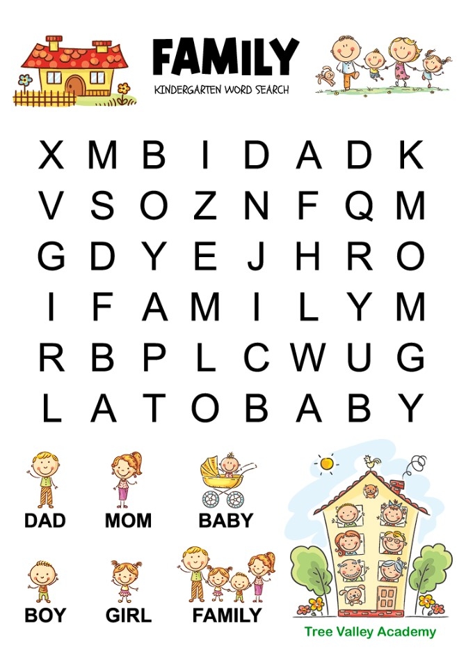 Kindergarten Printable Word Search Template insidethehood