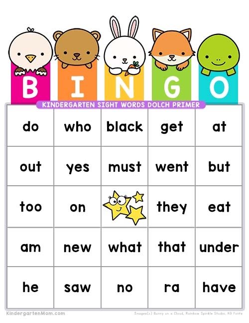 Kindergarten Sight Word BINGO Kindergarten Mom
