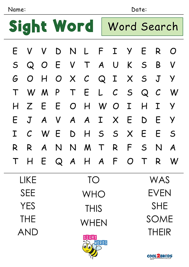 Kindergarten Word Search Printable A Fun Learning Activity 