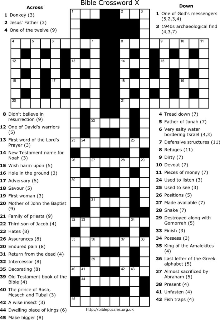 KJV Bible Crossword Puzzles Printable Sally Crossword Puzzles