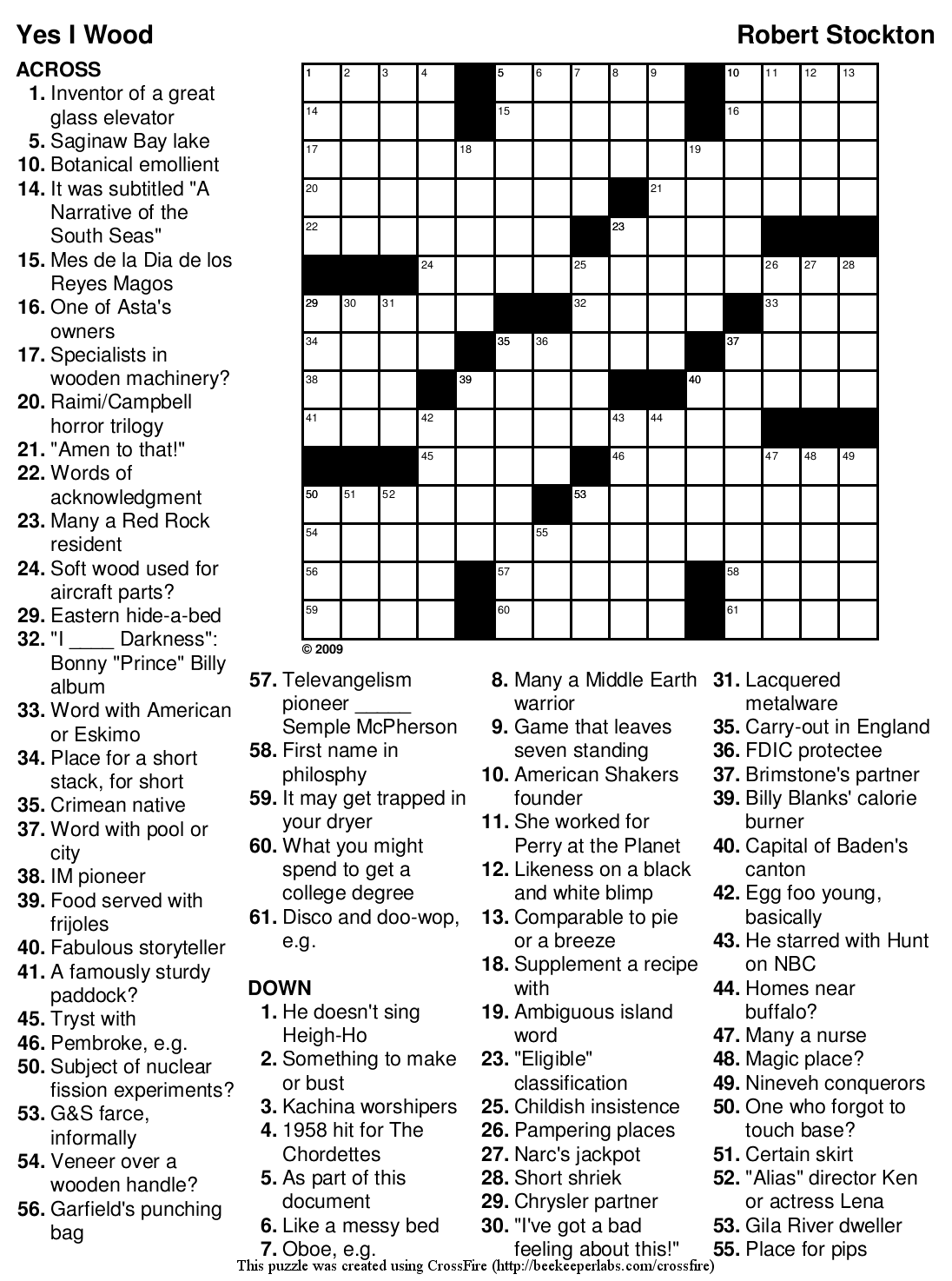 Large Print Crossword Puzzles Printable