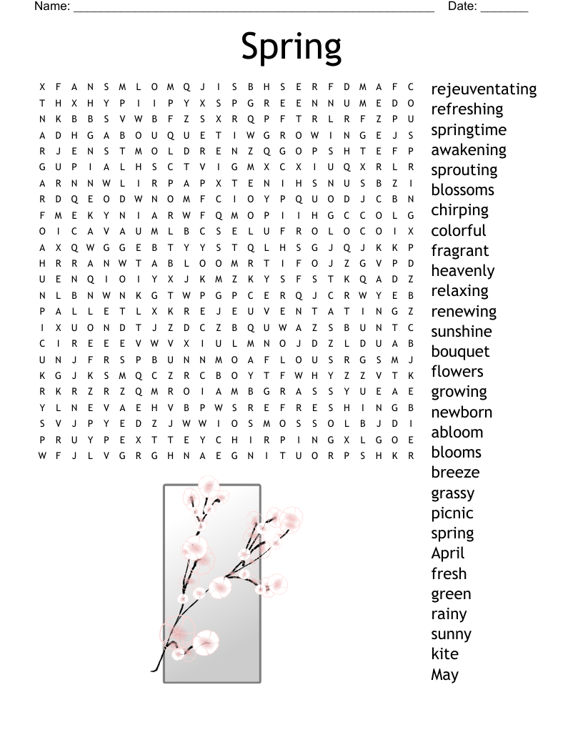 Large Print Spring Word Search Printable Word Search Maker