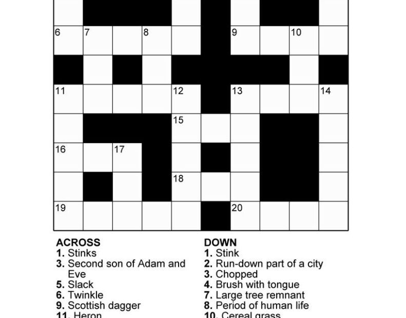 Large Printable Crossword Puzzles Free Crossword Puzzles Printable