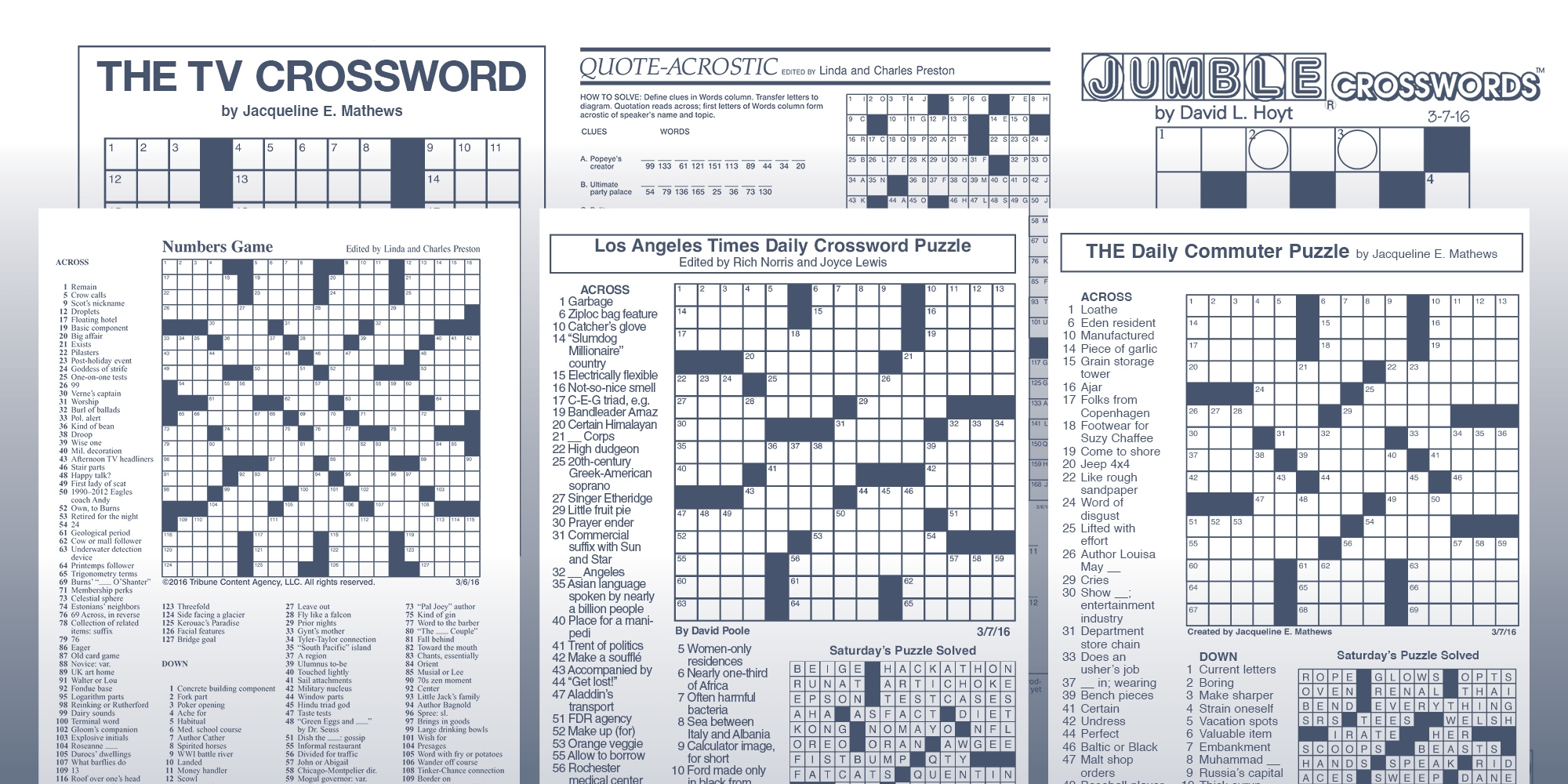 Los Angeles Times Sunday Crossword Puzzle Tribune Content Agency 