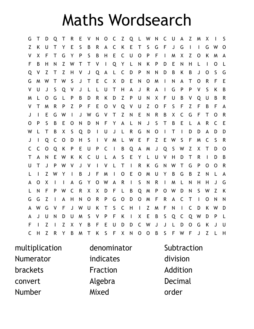 Math Words Word Search Printable Word Search Maker