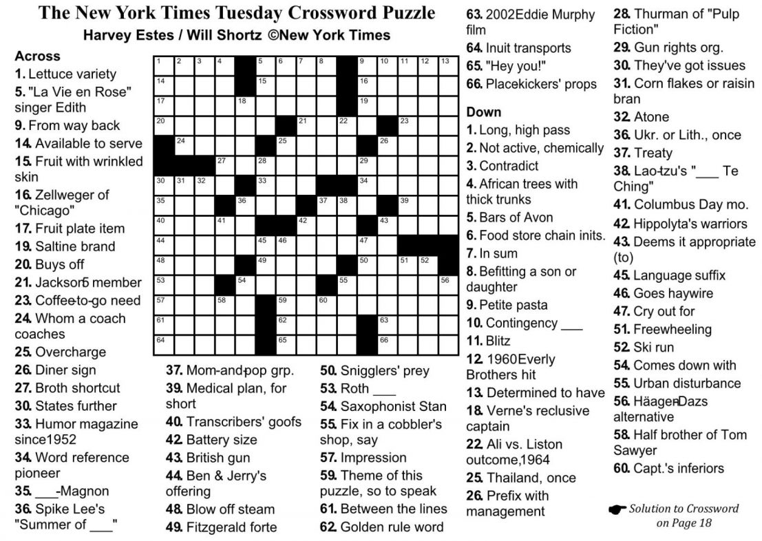 New York Times Crossword Puzzle Printable Printable C Vrogue co