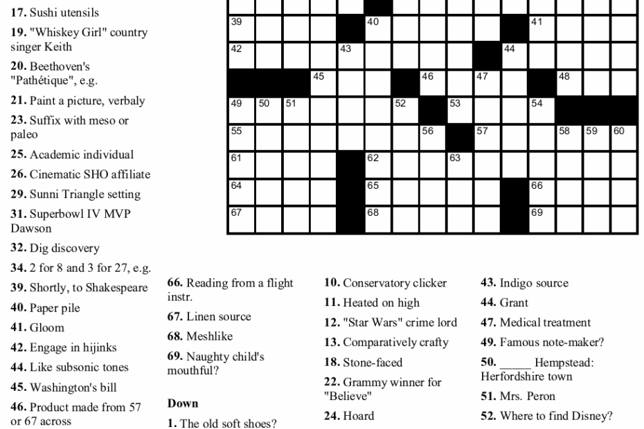New York Times Crossword Puzzle Printable Printable Crossword Puzzles
