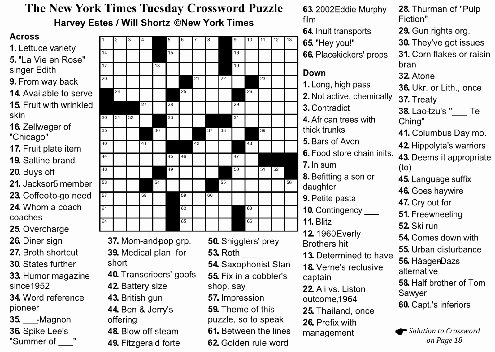 Newsday Crossword Puzzle For Jun 12 2018 stanley Newman Printable 