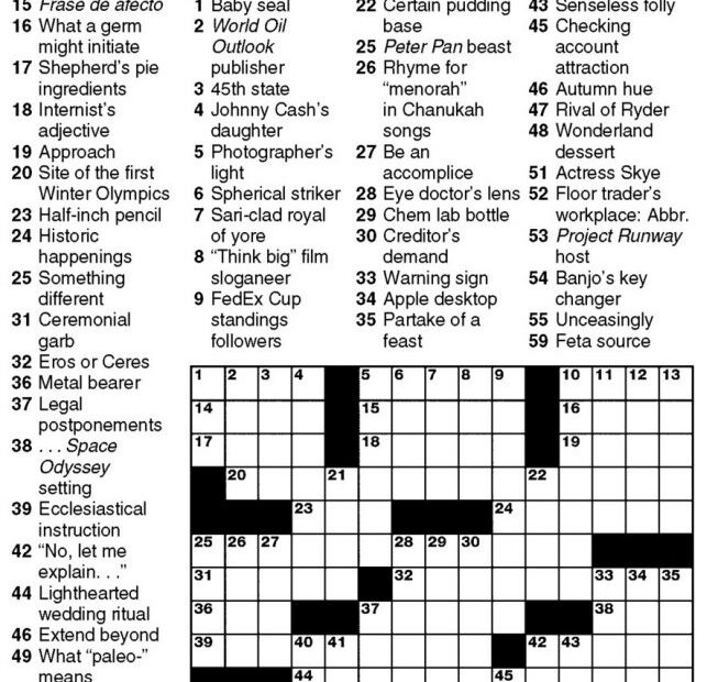 Newsday Crossword Puzzle For Mar 31 2017 stanley Newman Printable