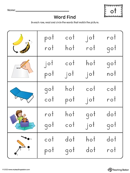 OT Word Family CVC Word Find Printable PDF MyTeachingStation