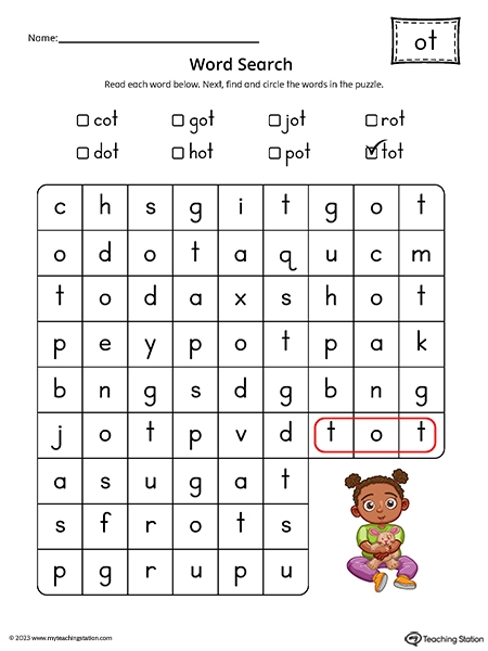 OT Word Family CVC Word Search Printable PDF MyTeachingStation