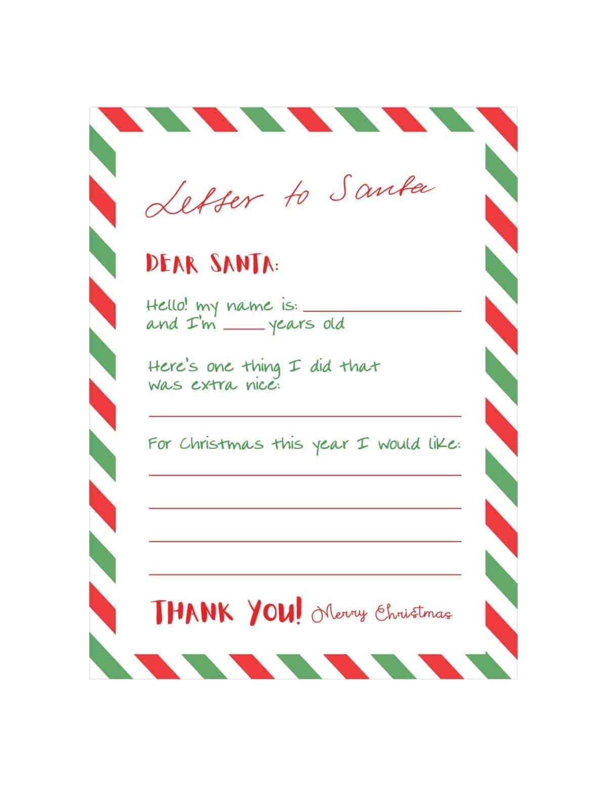 Personalized Free Printable Fill In Blank Letter From Santa Template