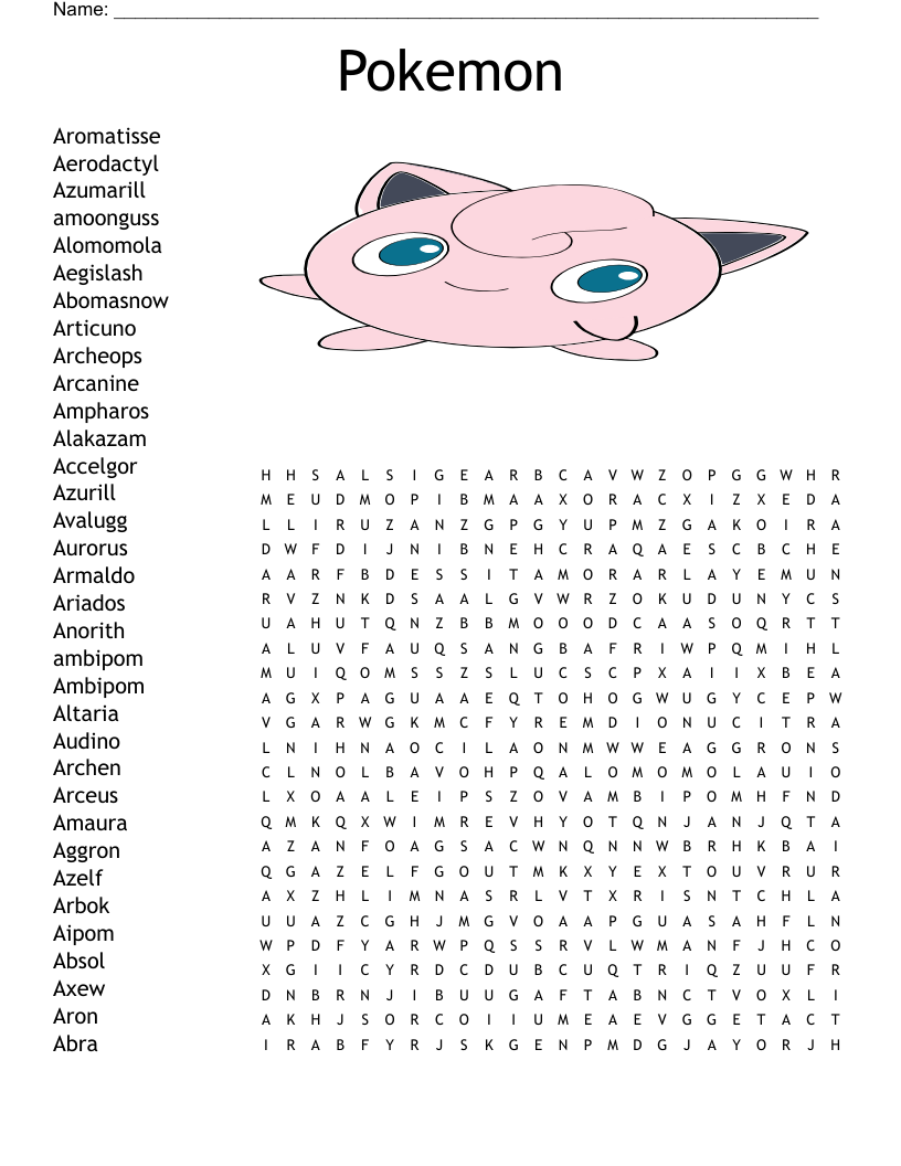 Pokemon Word Search Free Printable Word Search Maker