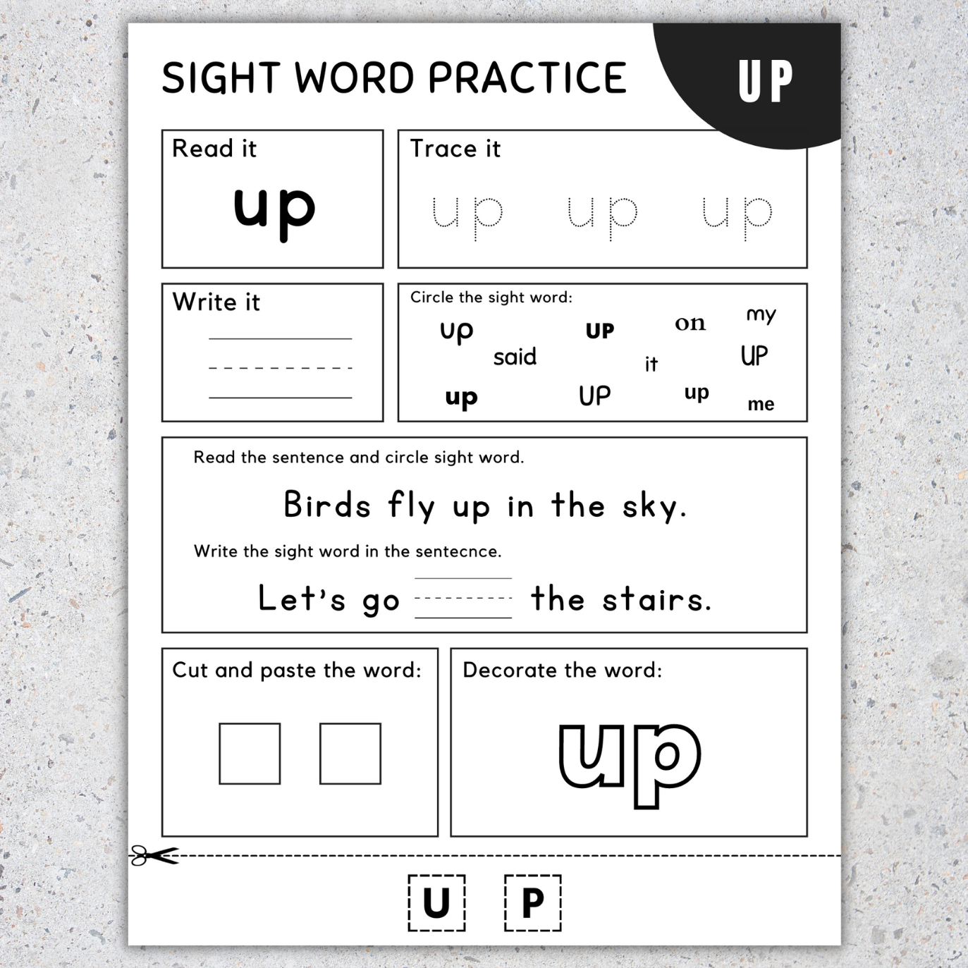 Pre primer Sight Words Pre K Sight Words Worksheets NO Prep SET 1 