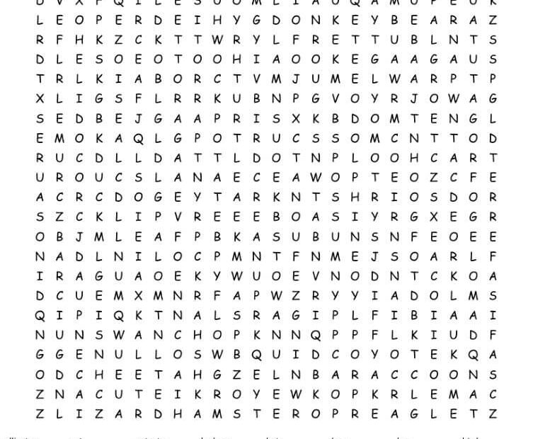 Printable Animals Word Search Sheet 11 Free Download And Print For You