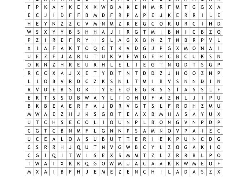 Printable Basic Food Word Search Sheet 1 Free Download And Print