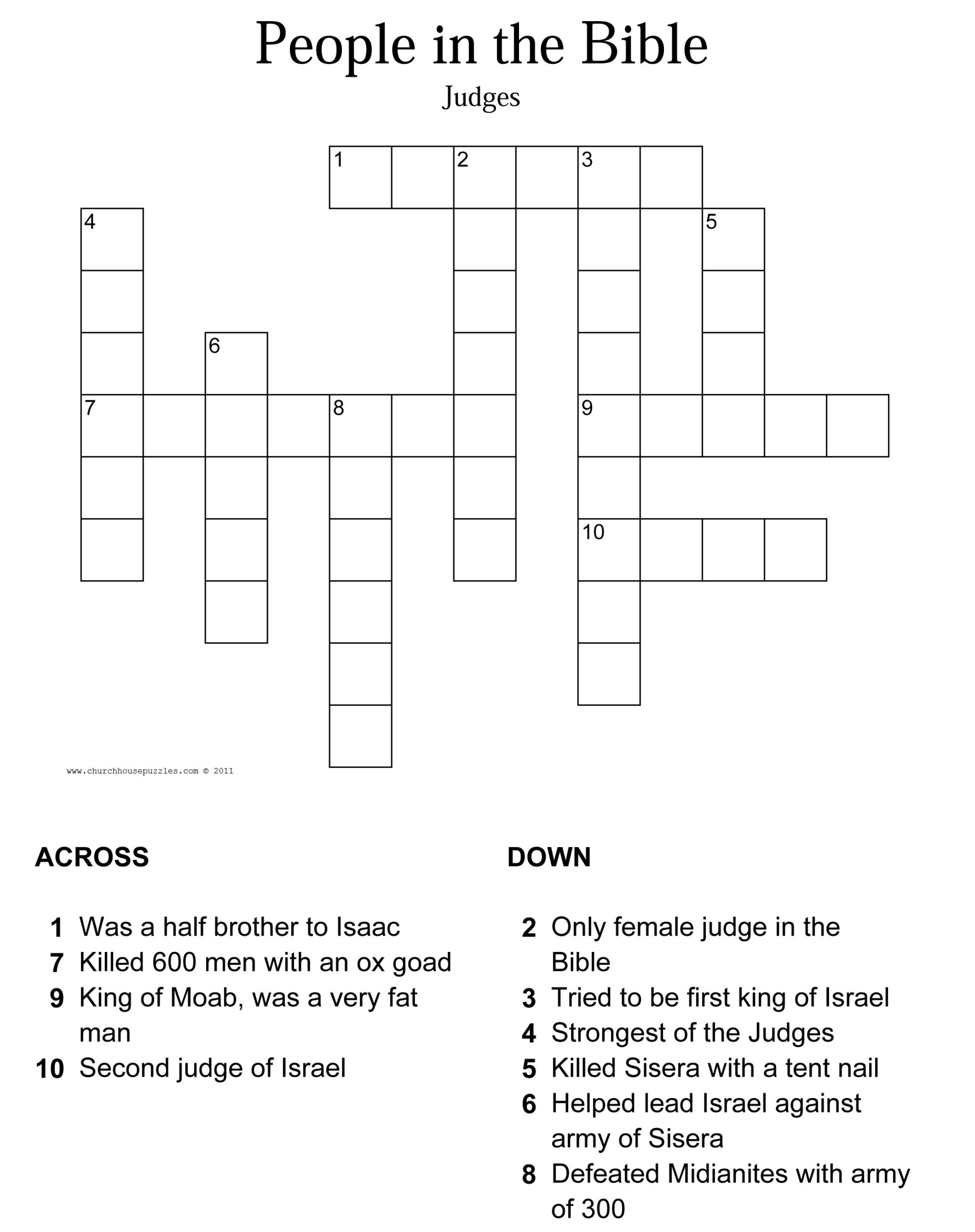 Printable Bible Crossword Printable Crossword Puzzles