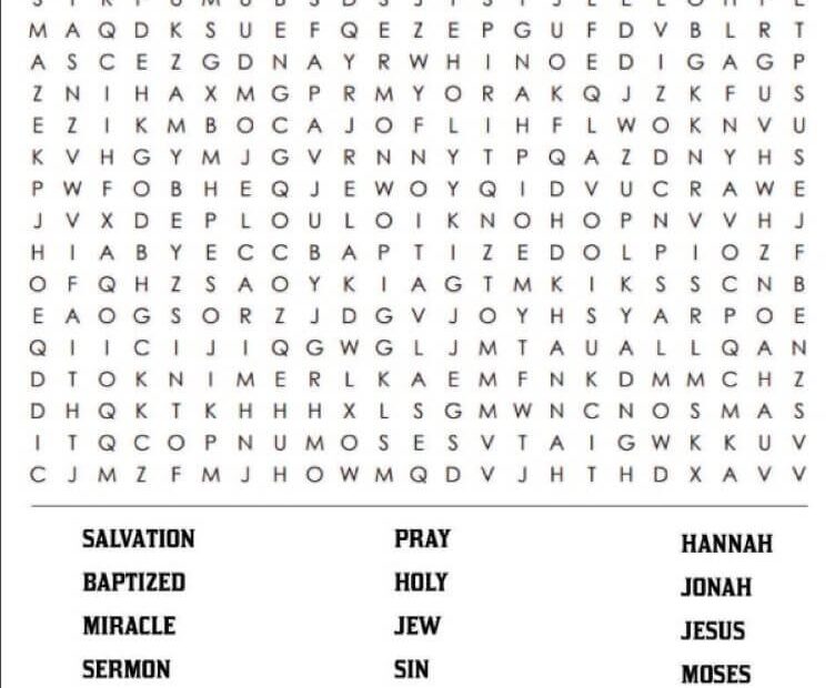Printable Bible Word Search Puzzle Sheet 1 Free Download And Print