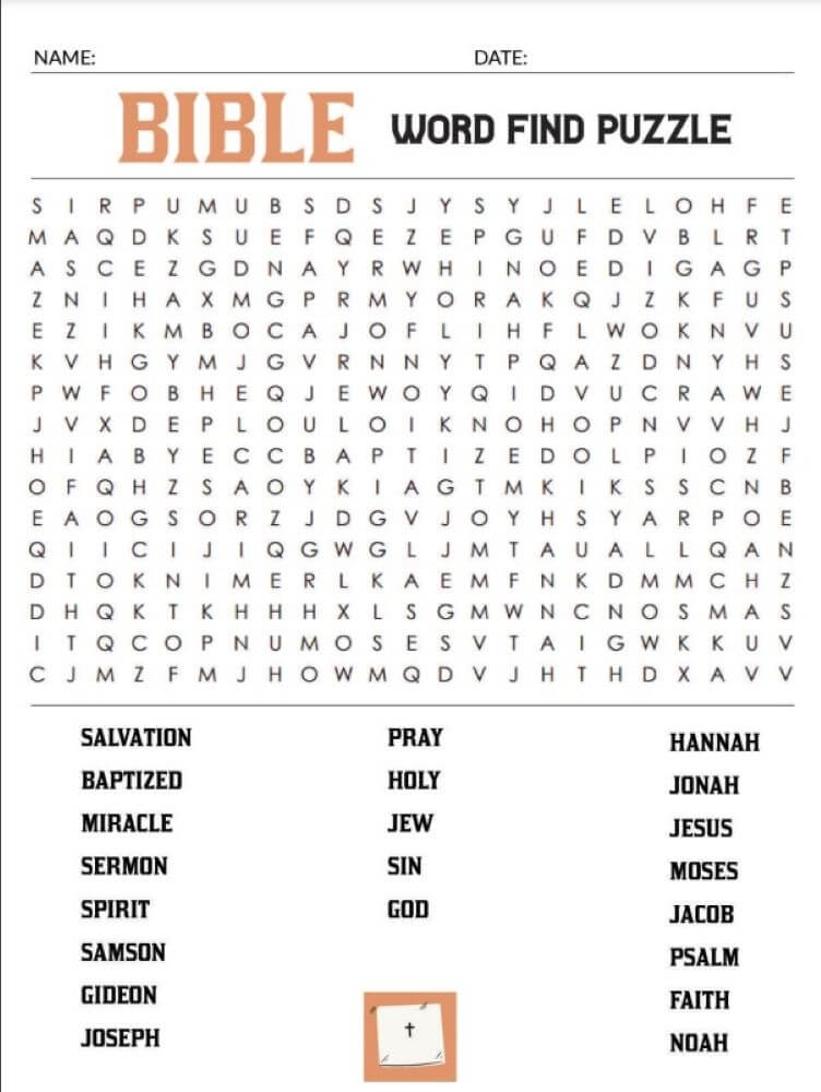 Printable Bible Word Search Puzzle Sheet 1 Free Download And Print 