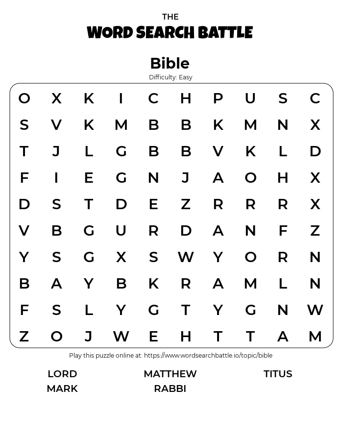 Printable Bible Word Search