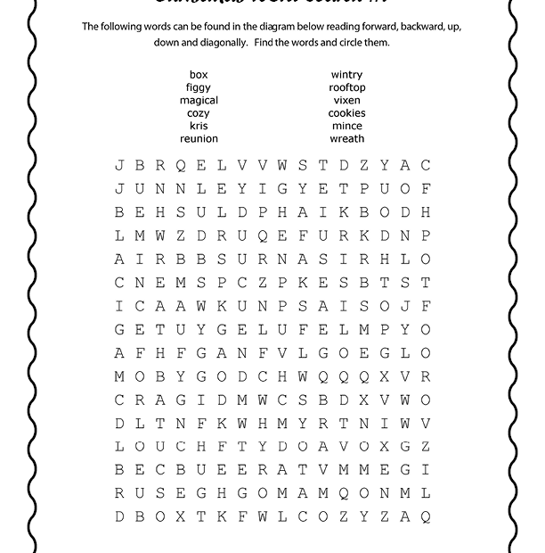 Printable Christmas Word Search Puzzles