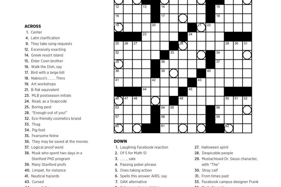 Printable Crossword Puzzle Creator Printable Crossword Puzzles