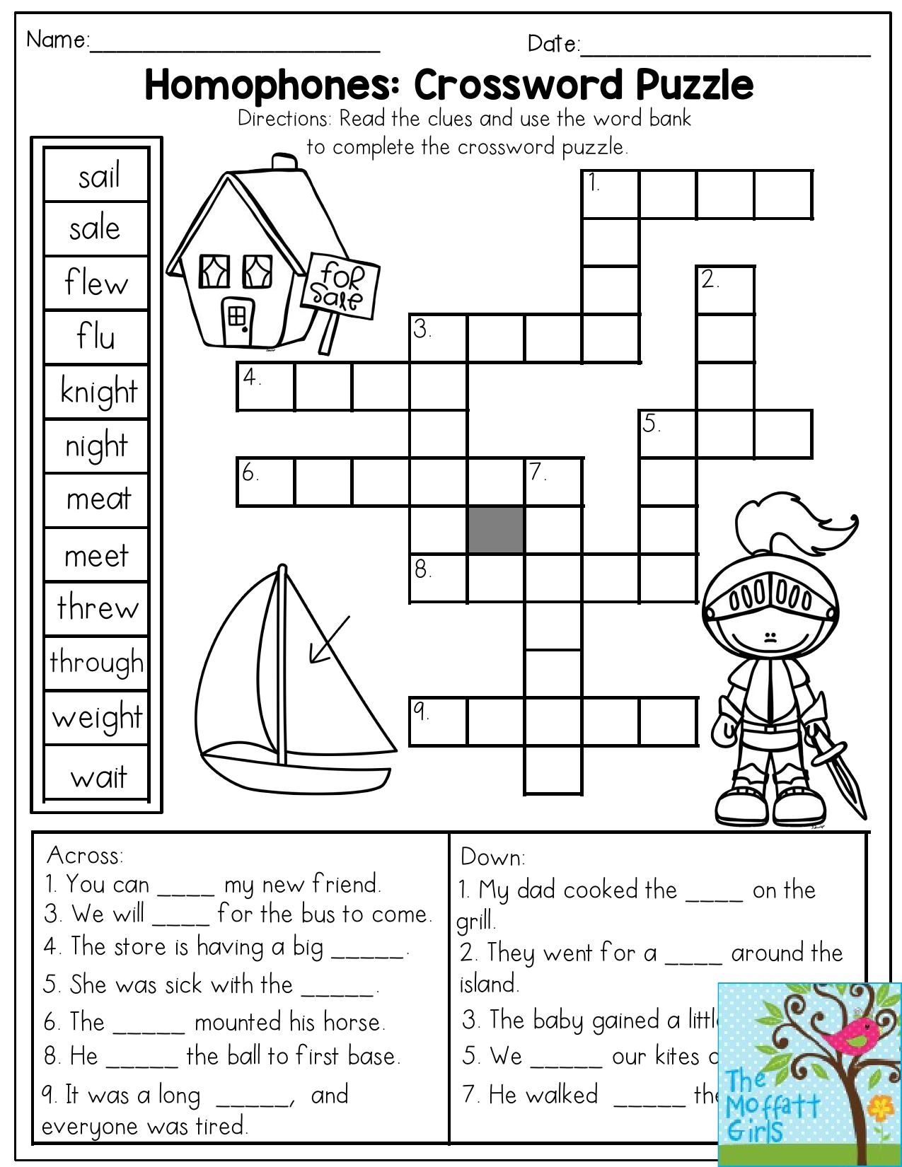Printable Crossword Puzzle For 4Th Graders Printable Crossword Puzzles