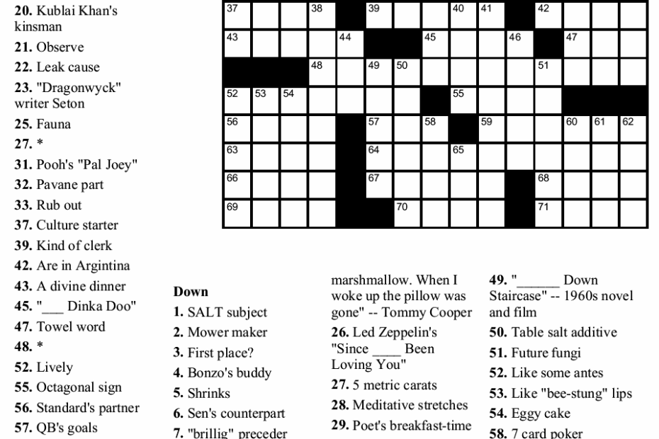 Printable Crossword Puzzles 2019 Printable Crossword Puzzles