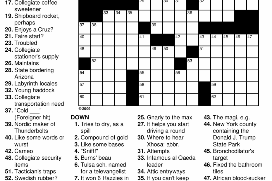 Printable Crossword Puzzles Easy To Medium Printable Crossword Puzzles