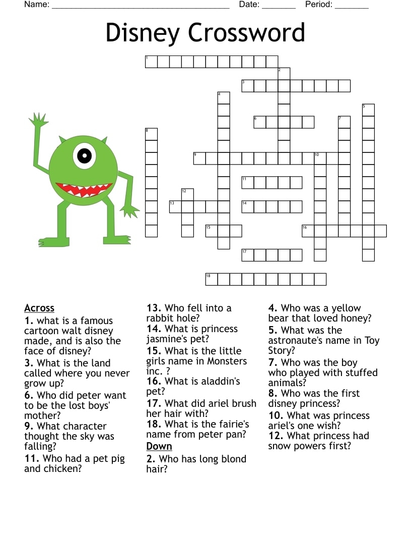 Printable Crossword Puzzles Grade 4 Printable JD