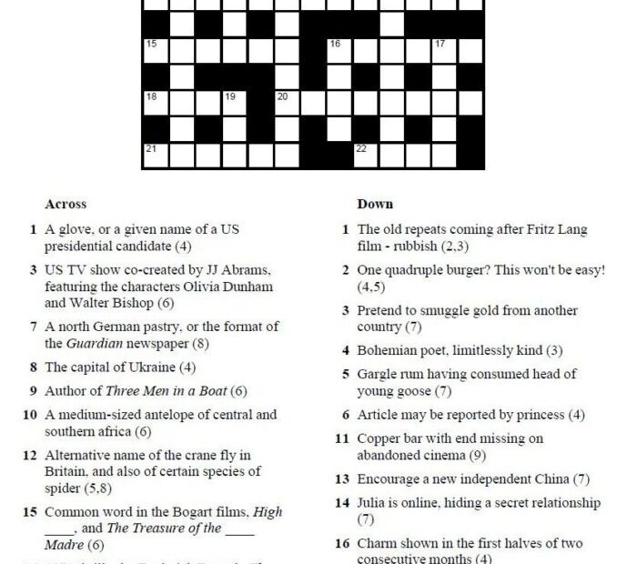 Printable Cryptic Crossword Free Crossword Puzzles Printable