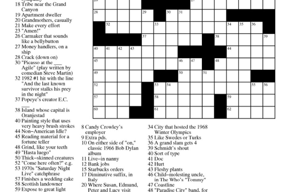 Printable Daily Commuter Crossword Puzzle Printable JD