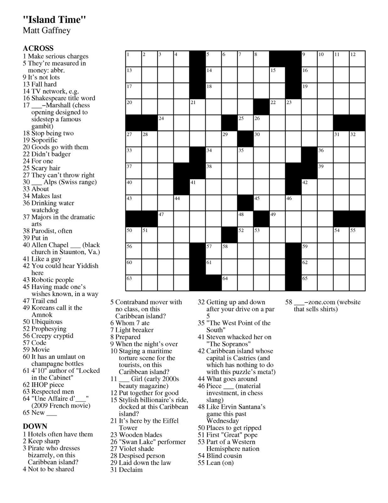 Printable Daily Crossword Puzzle