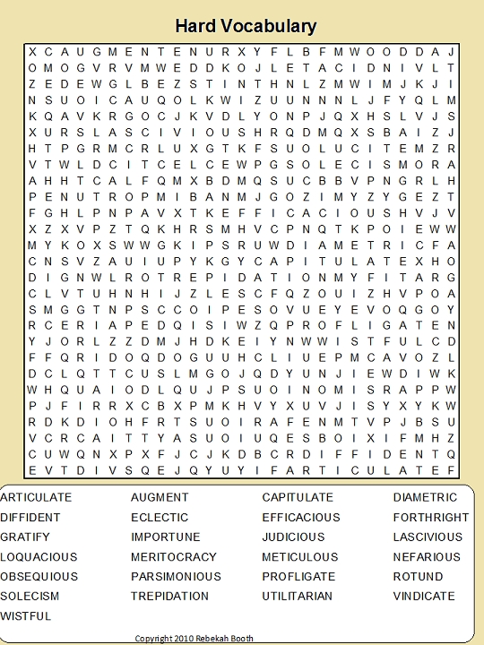 Printable Difficult Word Search