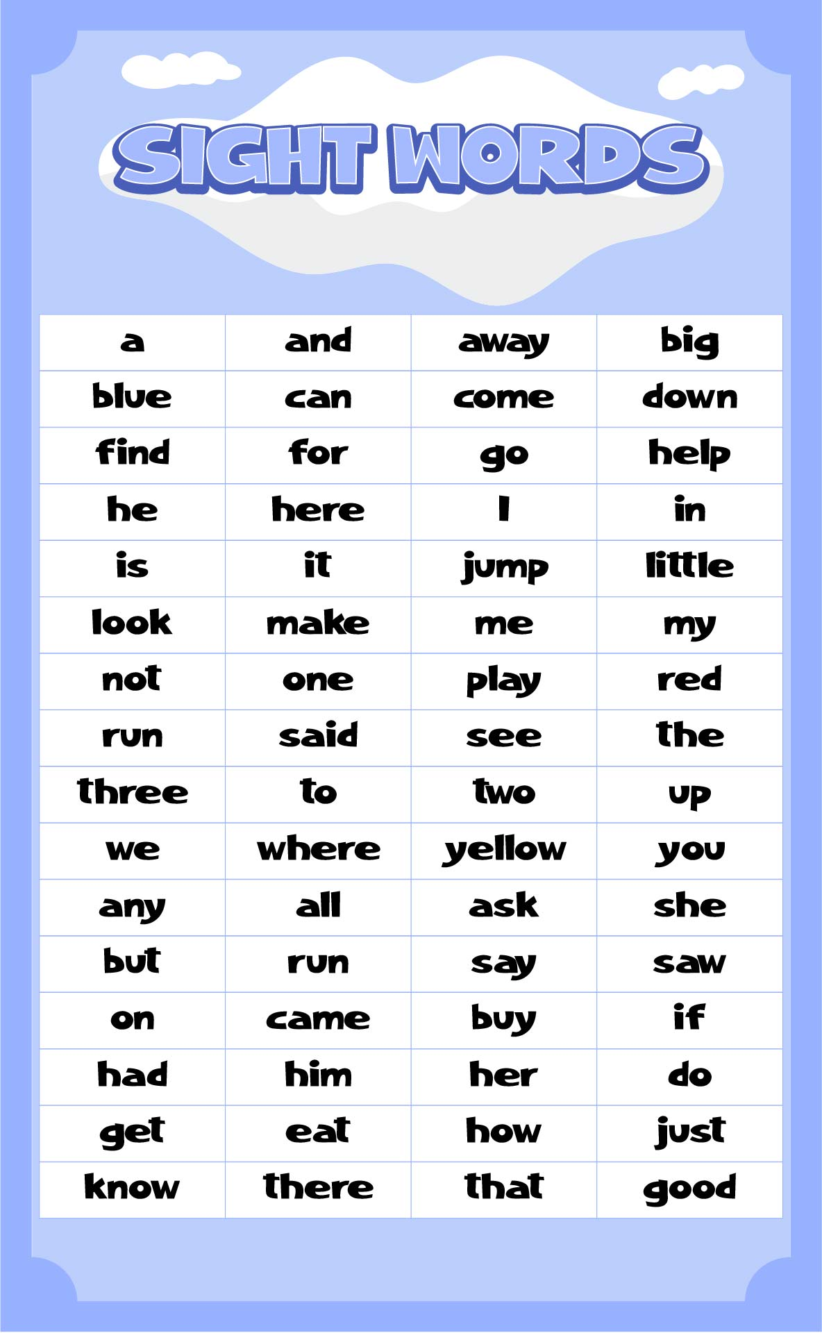 Printable Dolch Sight Words Prntbl concejomunicipaldechinu gov co
