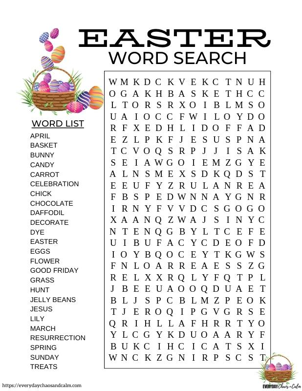 Printable Easter Word Searches For Kids
