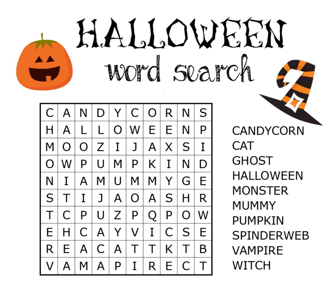 Printable Easy Halloween Word Searches Free