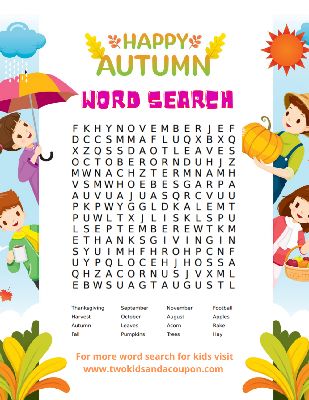 Printable Fall Word Search Puzzles